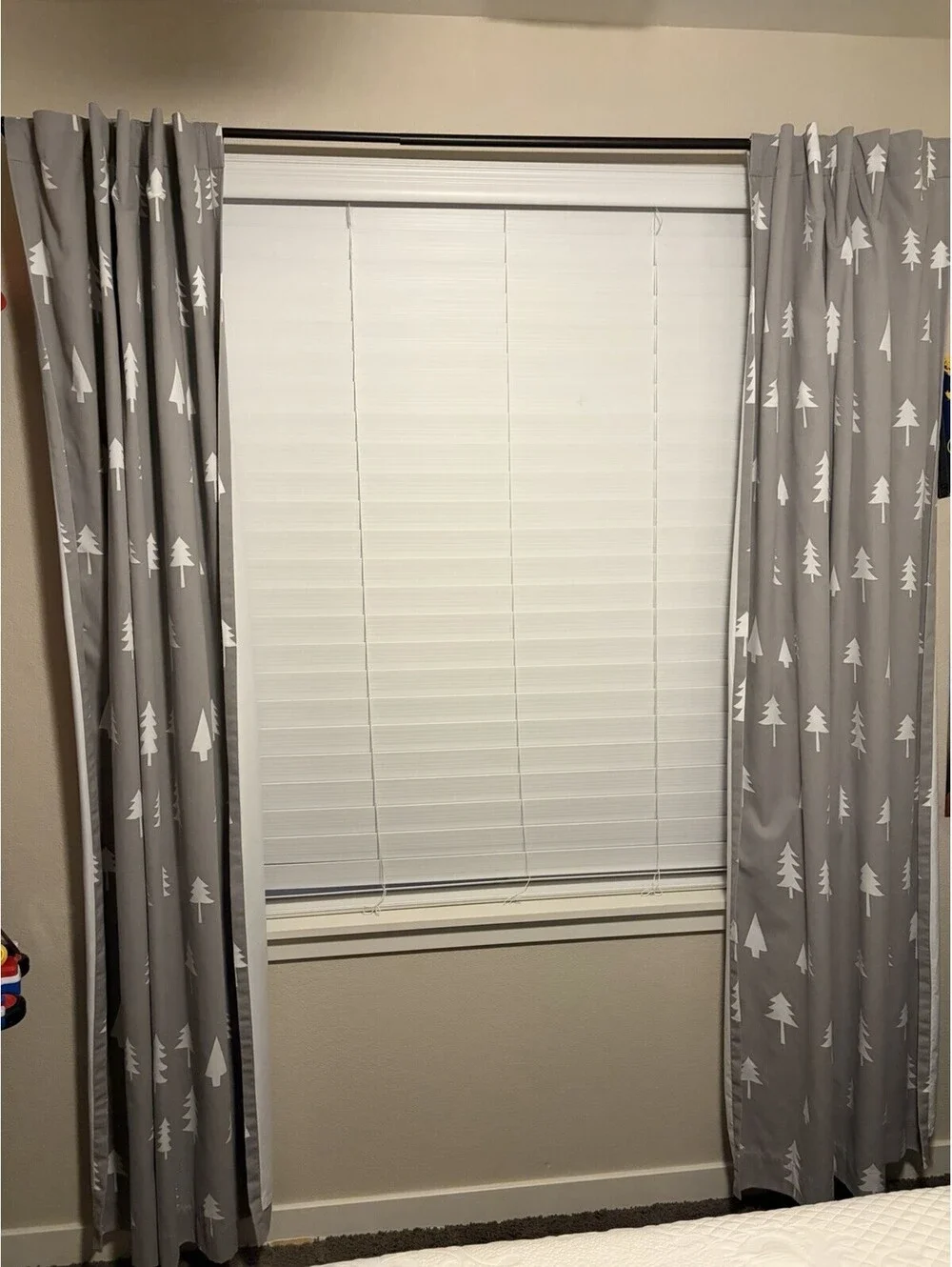 Gray/White Tree Blackout Lined Curtain Panels Set of 2 Rod Pocket 42x84